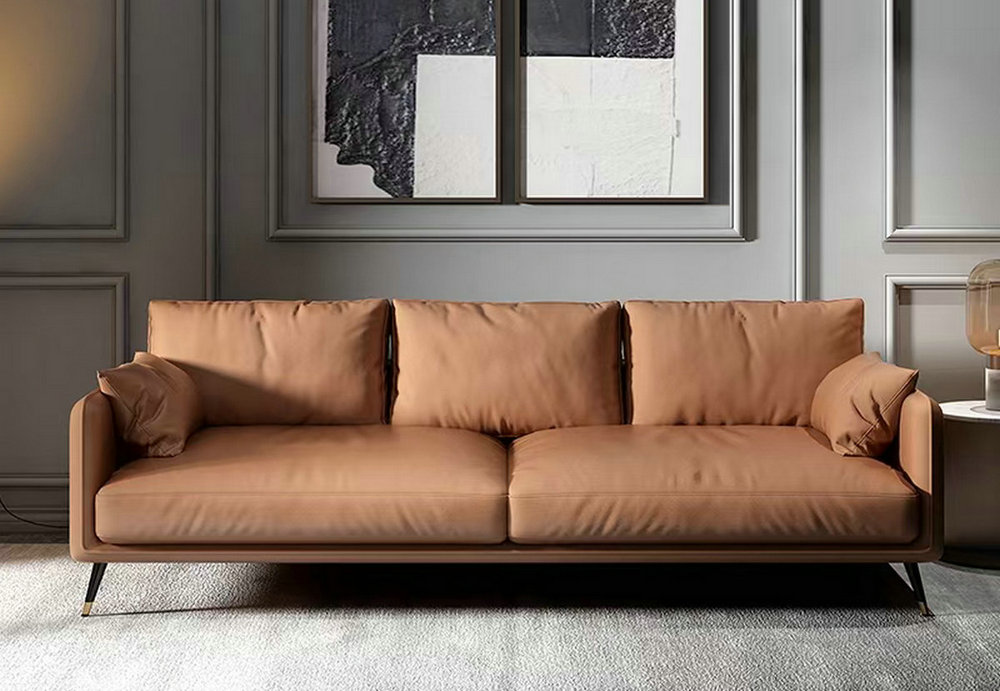 Light Tan Leather Couch Foshan Kika, Tan Leather Couch
