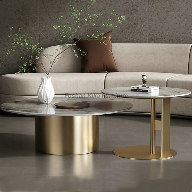 Nesting Round Golden Coffee Table