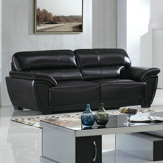 Black Leather Sofa Set