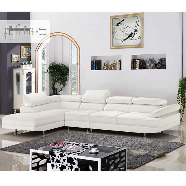 Leather Couch With Chaise Lounge Kika, Chaise Lounge Leather Sofa