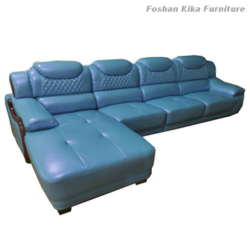Blue Leather Sofa Foshan Kika, Blue Leather Sofa Recliner