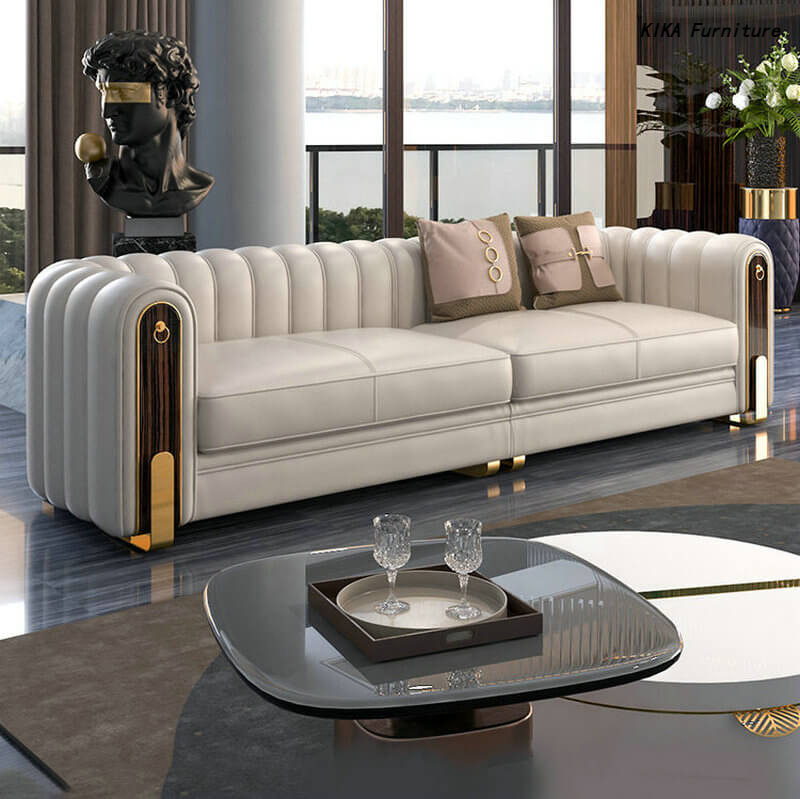 Champagne Monarchie kiem Leather Couch And Loveseat Set - Foshan Kika Furniture Co., Ltd.