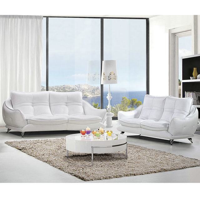 White Leather Sofa Set Foshan Kika, Modern White Leather Living Room Set