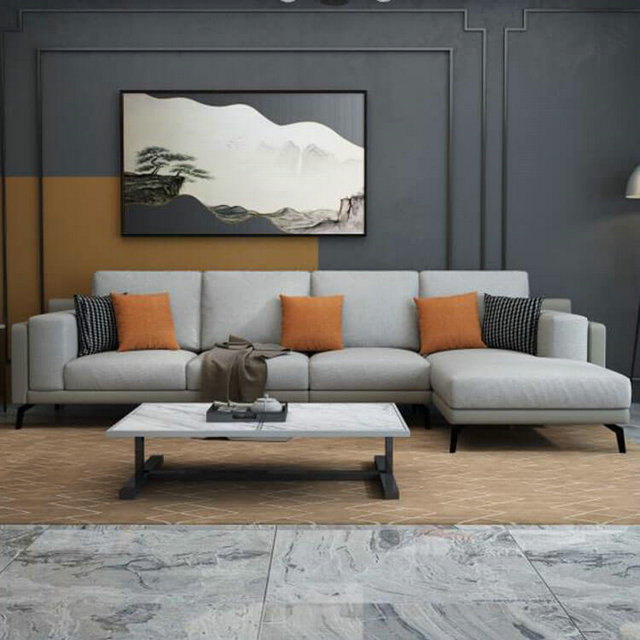 Grey Leather Sofa Foshan Kika, Grey Leather Sectional Sofa Set