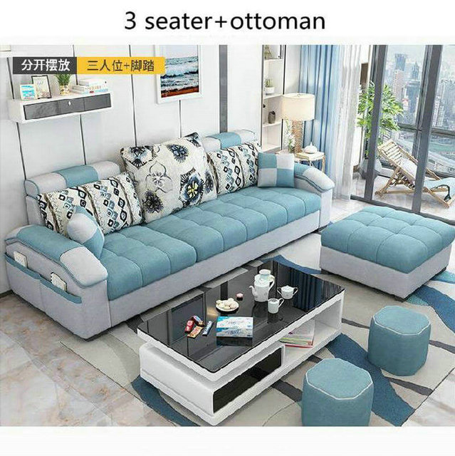 Blue Linen Sofa