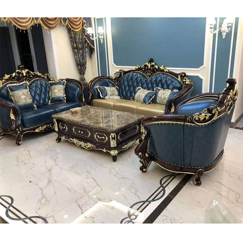 Royal Blue Sofa Foshan Kika Furniture, Royal Blue Leather Sofa Set